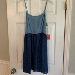 Chambray and blue lace dress